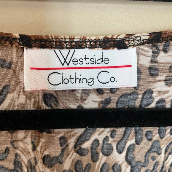 Westside Clothing Co Vintage Dress Women’s Animal Print 3/4 Sleeve Brown Black - Picture 3 of 7
